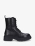 Bottines montantes à lacets en simili - Noir - 1