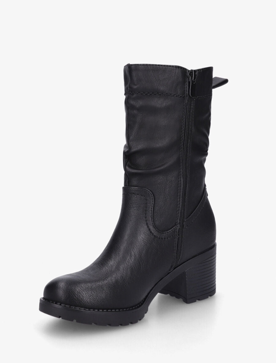 Bottines unies à talon effet plissé - Noir - 3