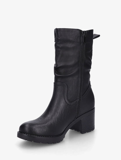 Bottines unies à talon effet plissé - Noir - 3