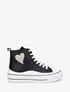 Sneakers en simili à flocage coeur - Noir - 1