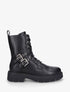 Bottines montantes en simili à double sangles - Noir - 1