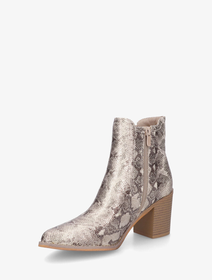 Bottines élastiquées imprimé python - Beige - 3