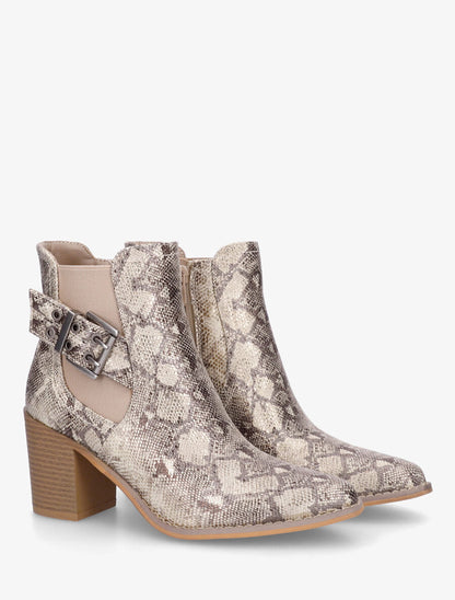 Bottines élastiquées imprimé python - Beige - 4