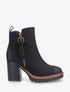 Bottines en suédine à zip décoratif - Noir - 5