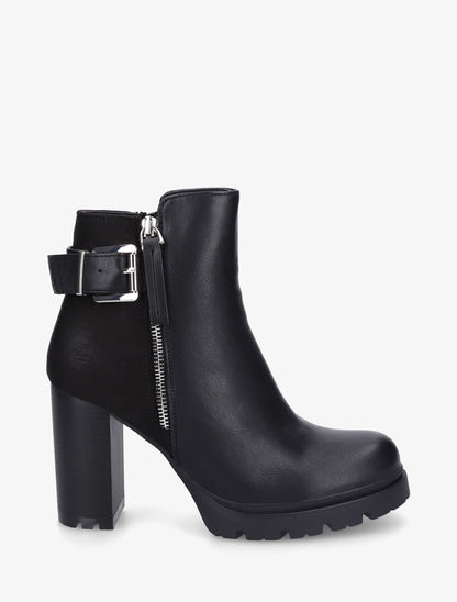 Bottines à talon haut et contrefort en suédine - Noir - 1