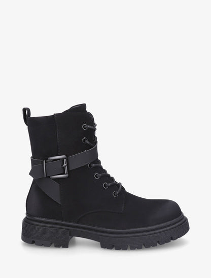 Bottines en suédine à lacets - Noir - 5