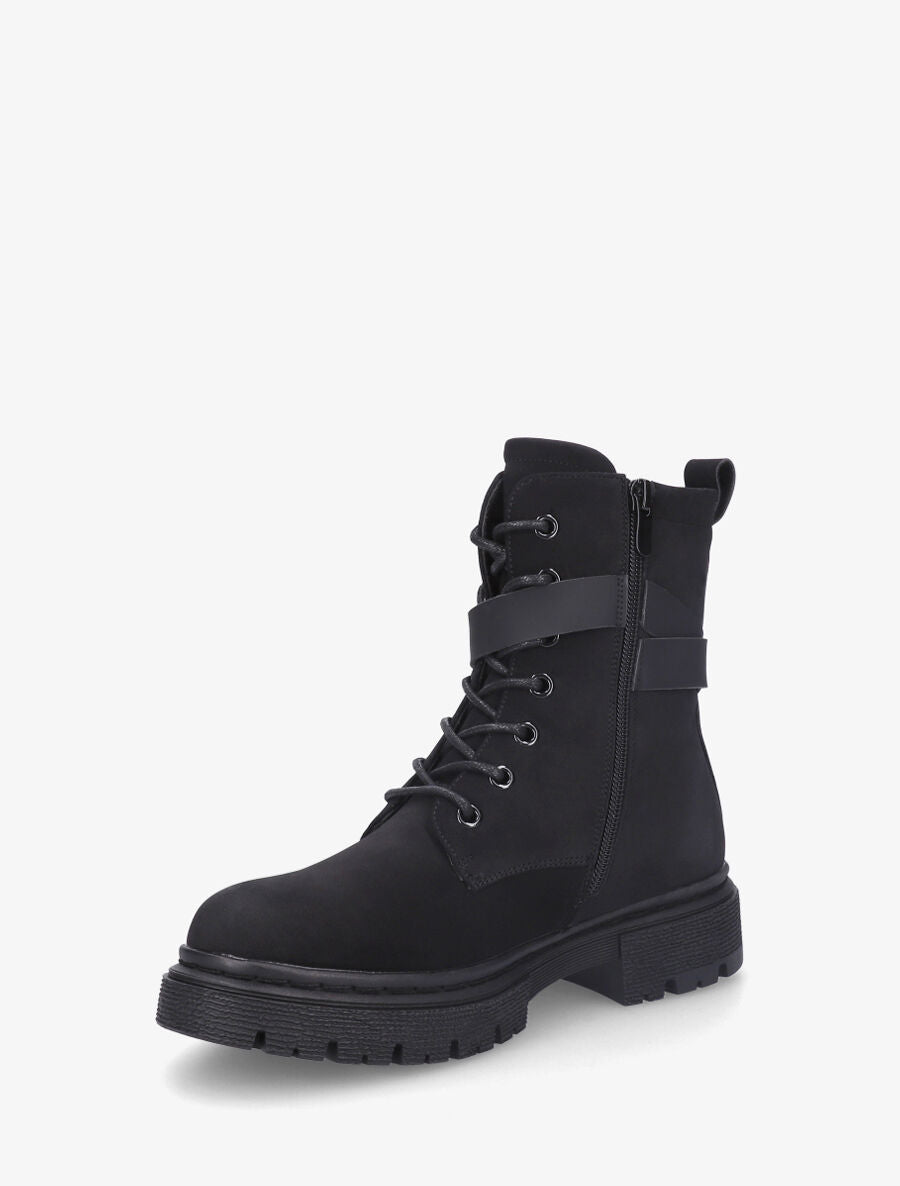 Bottines en suédine à lacets - Noir - 3