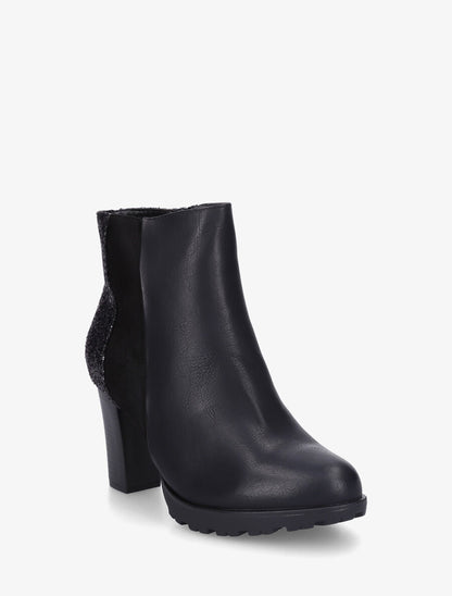 Bottines bimatière à contrefort pailleté - Noir - 2