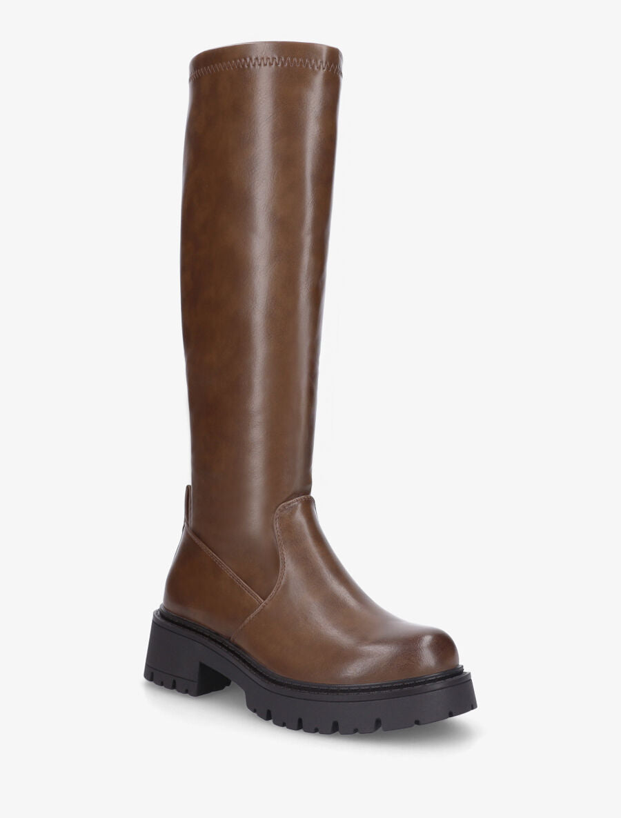 Bottes unies en simili - Marron - 2