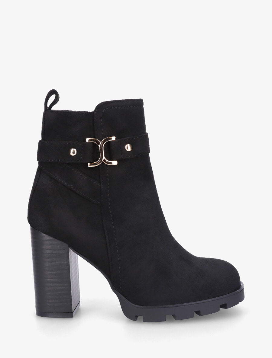 Bottines en suédine à plateforme crantée - Noir - 1