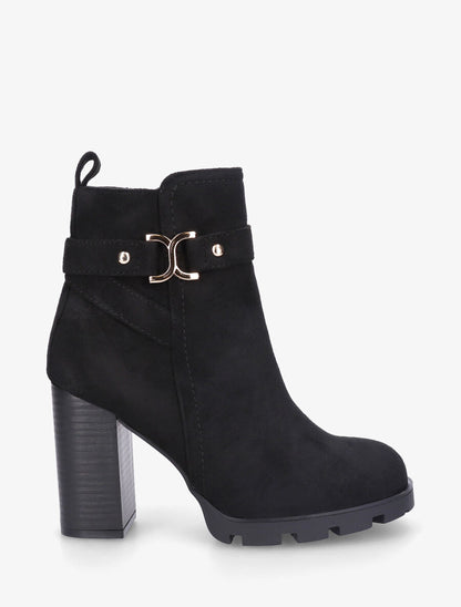 Bottines en suédine à plateforme crantée - Noir - 1