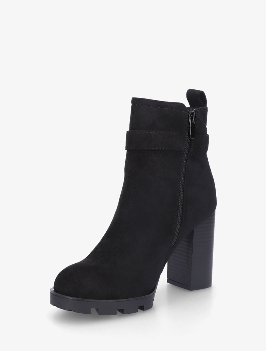 Bottines en suédine à plateforme crantée - Noir - 3