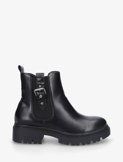Bottines élastiquées en simili - Noir - 1