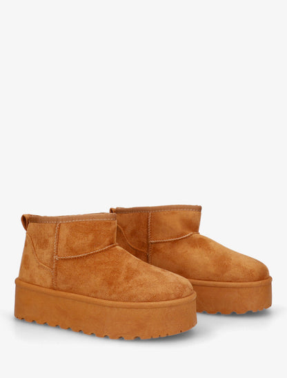 Low boots fourrées en suédine - Camel - 4