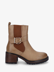 Bottines montantes élastiquées en simili - Taupe - 5