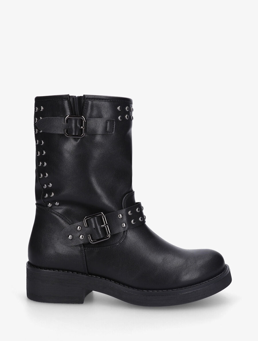 Bottines en simili cloutées - Noir - 1