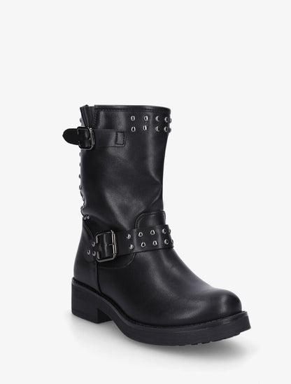 Bottines en simili cloutées - Noir - 2