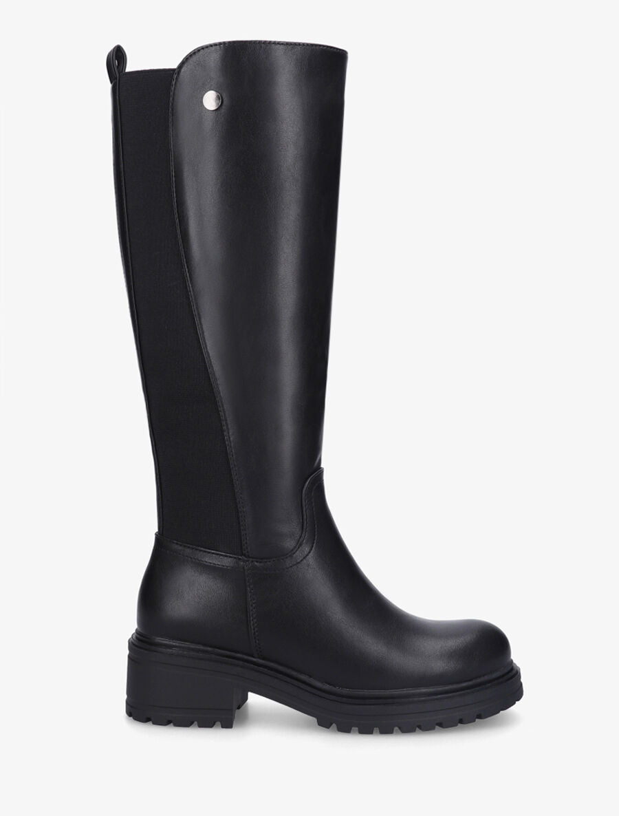Bottes élastiquées en simili - Noir - 5
