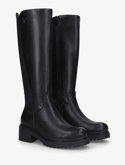 Bottes élastiquées en simili - Noir - 4