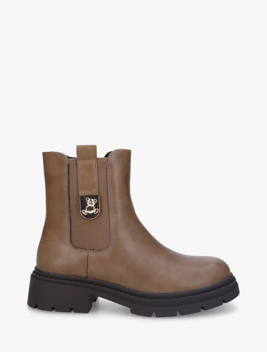 Bottines en simili élastiquées - Taupe - 1