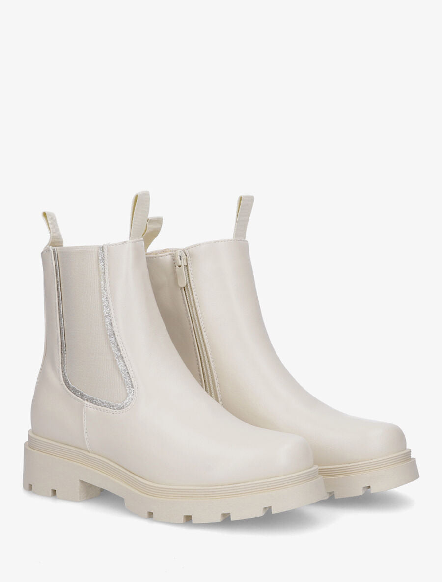 Bottines chelsea à détail irisé - Crème - 4