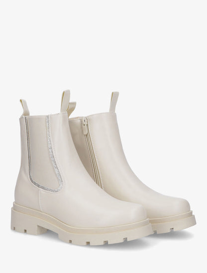 Bottines chelsea à détail irisé - Crème - 4