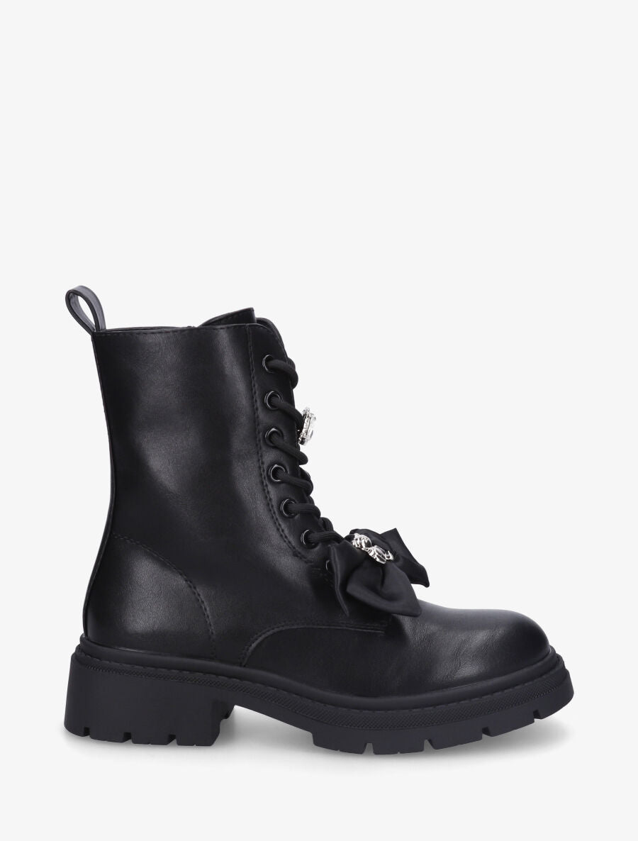 Bottines montantes à empiècement bijoux - Noir - 5