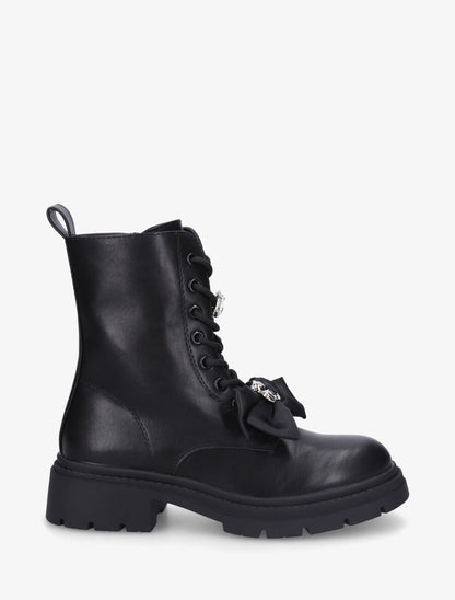 Bottines montantes à empiècement bijoux - Noir - 5
