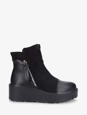 Bottines compensées en suédine et simili - Noir - 5