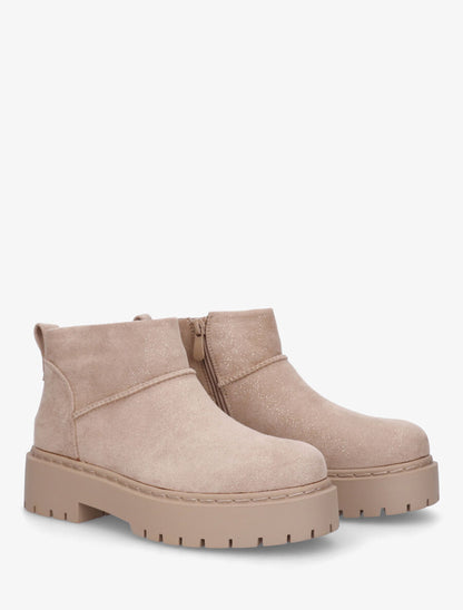 Low boots irisées en suédine - Beige - 4