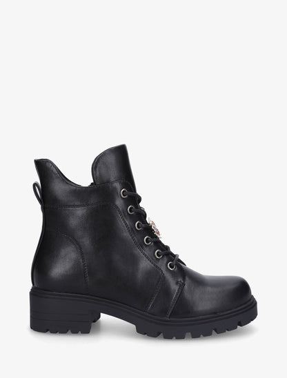 Bottines montantes à empiècement bijou strassé - Noir - 1