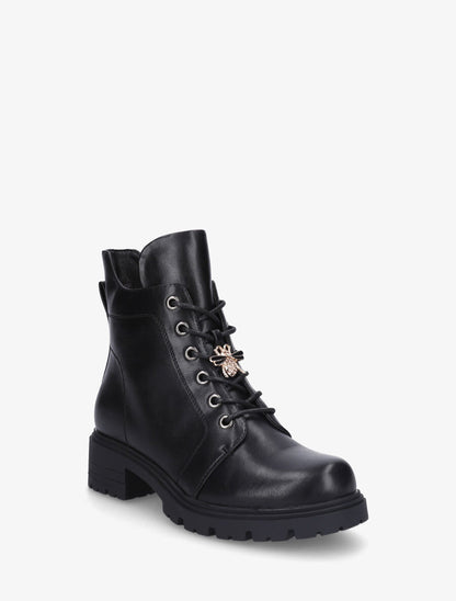 Bottines montantes à empiècement bijou strassé - Noir - 2