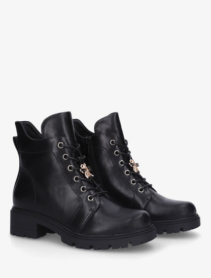 Bottines montantes à empiècement bijou strassé - Noir - 4