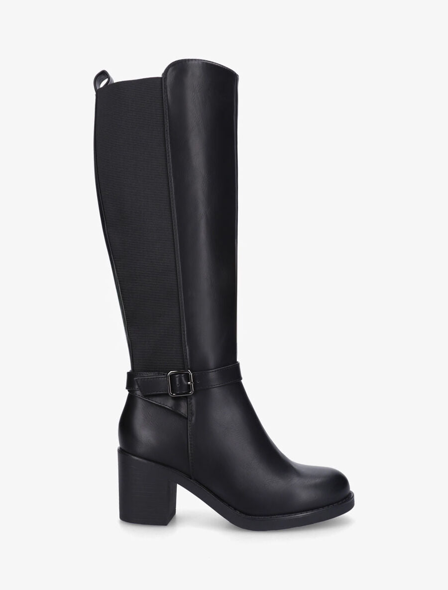 Bottes unies élastiquées à talon - Noir - 5
