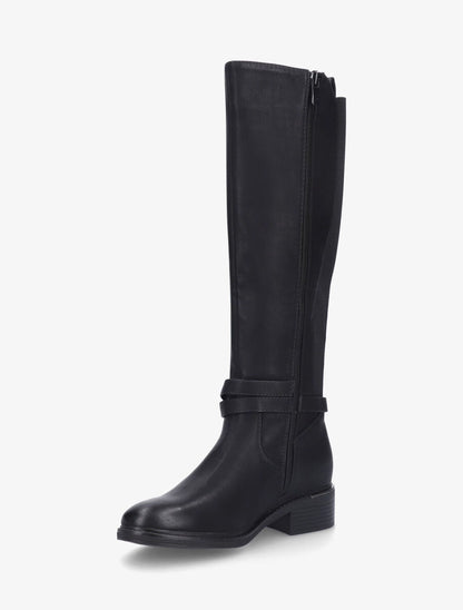 Bottes unies élastiquées à empiècement métal au talon - Noir - 3