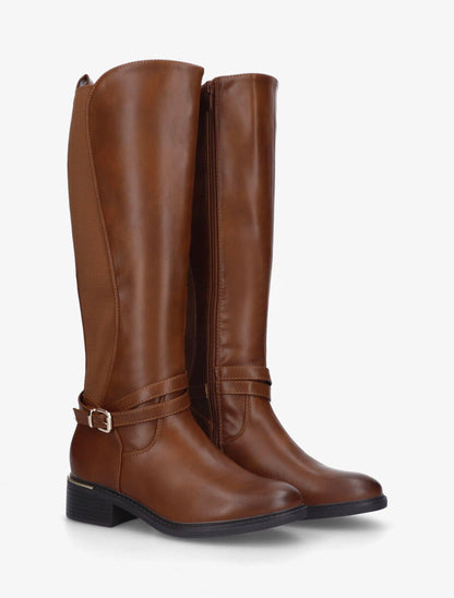 Bottes unies élastiquées à empiècement métal au talon - Camel - 4