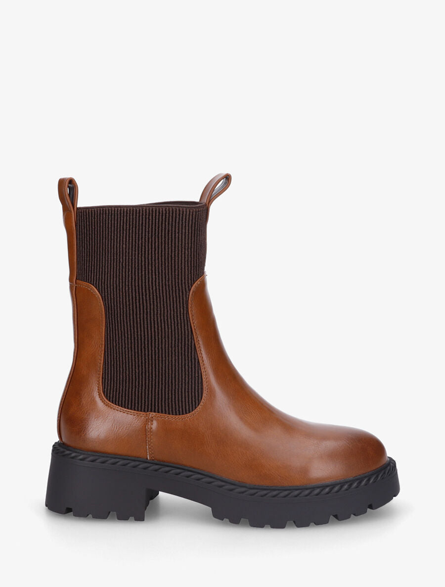 Bottines unies style chelsea - Camel - 1