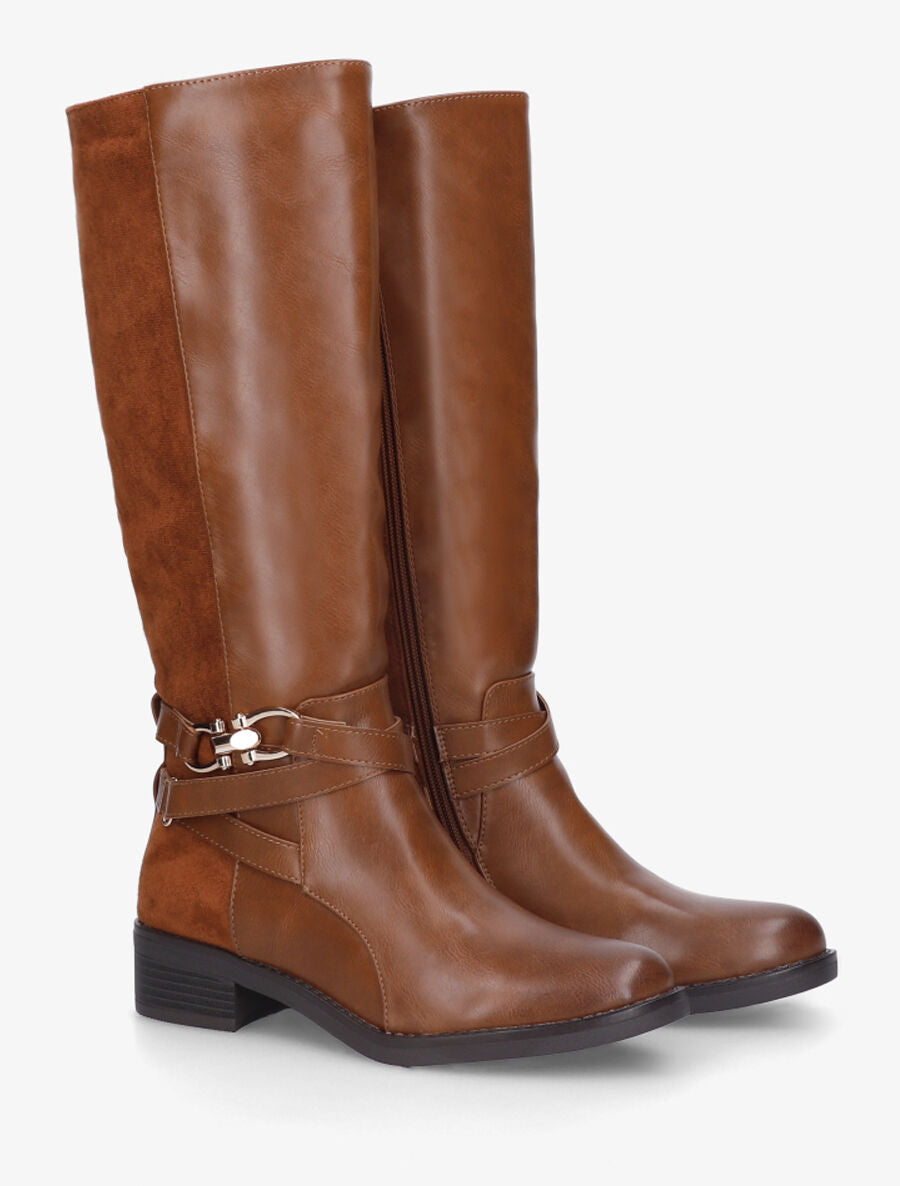 Bottes unies bi-matière - Camel - 4