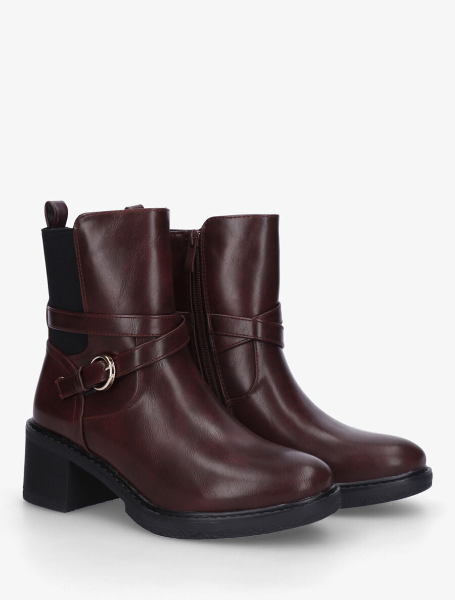 Bottines élastiquées à talon - Bordeaux - 4