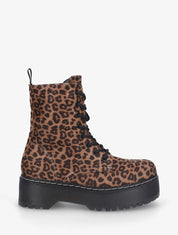 Bottines à plateforme imprimé léopard - Camel - 1