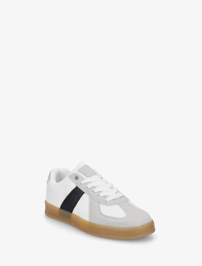 Sneakers effet nubuck à motif géométrique - Blanc - 2