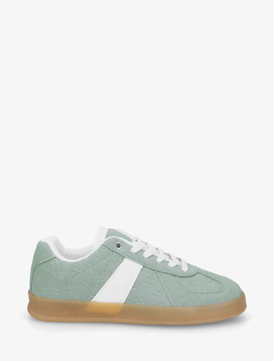 Sneakers effet nubuck à motif géométrique - Vert d&