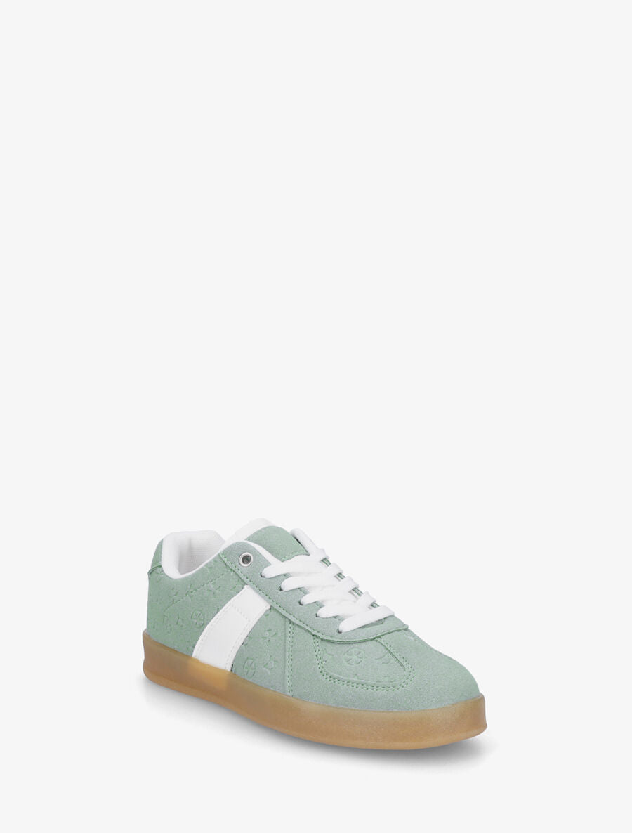 Sneakers effet nubuck à motif géométrique - Vert d&