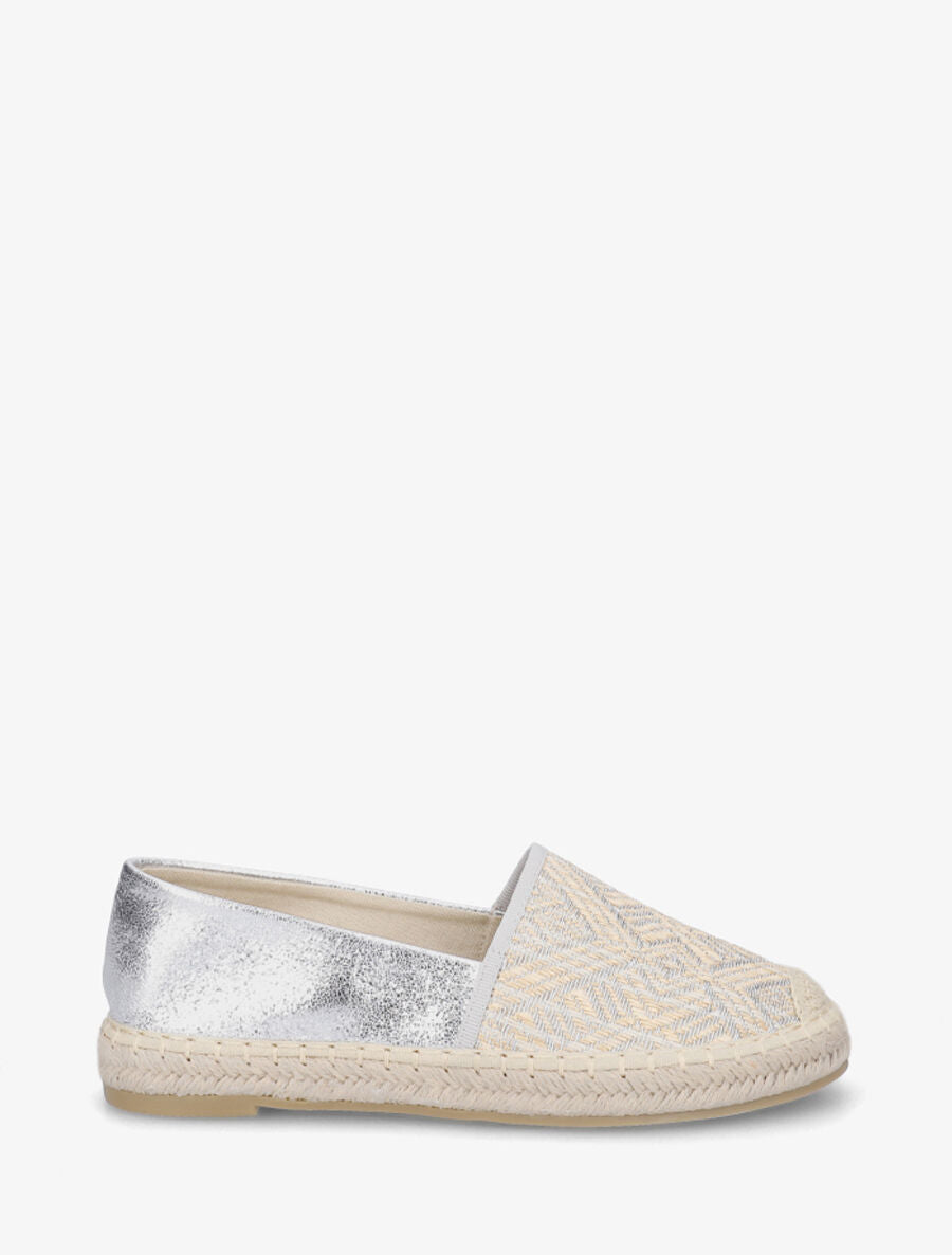 Espadrilles plates nacré et effet osier - Argent - 1