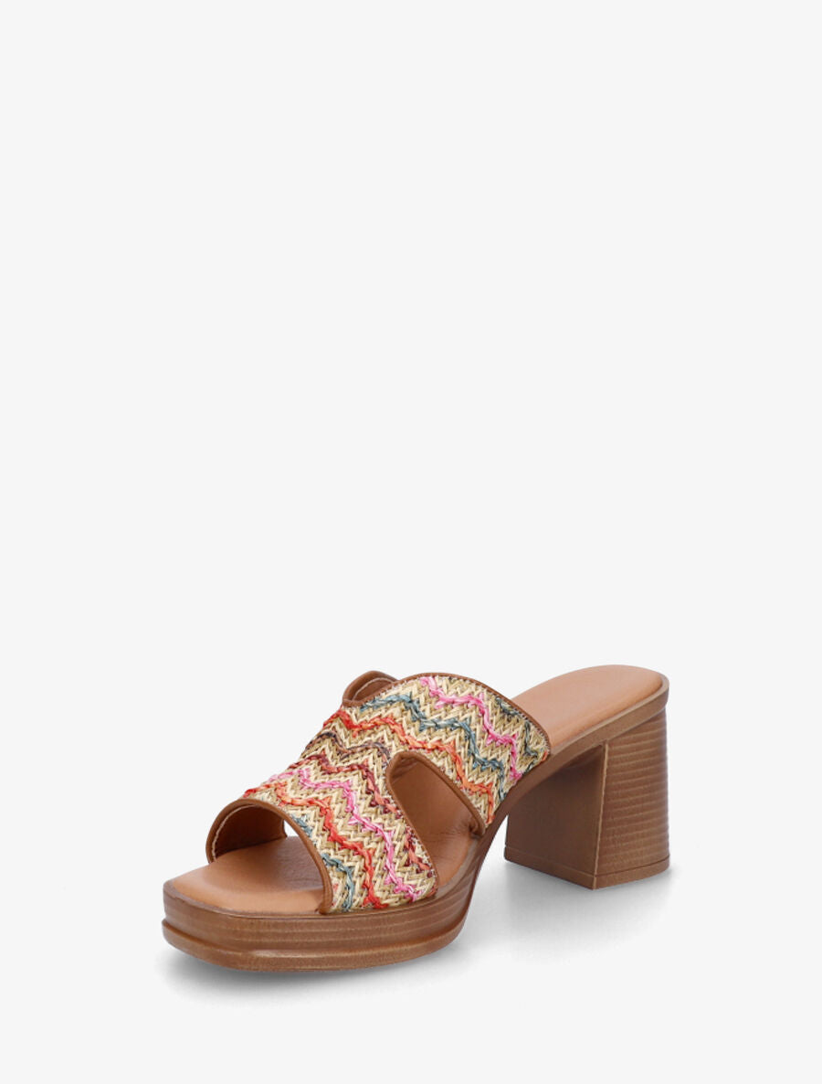 Mules à talon effet tressé - Multi - 3