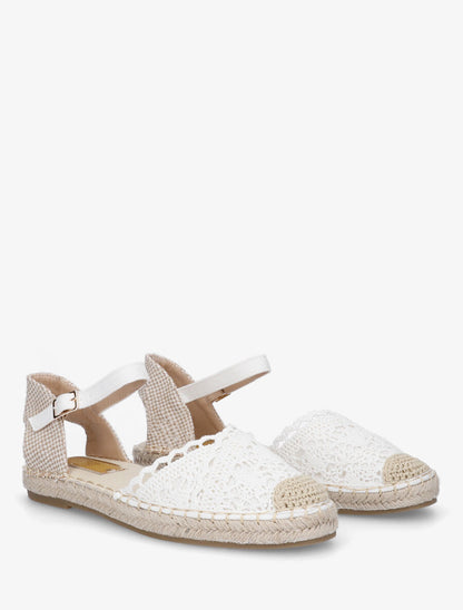 Sandales style espadrilles en crochet - Blanc - 4