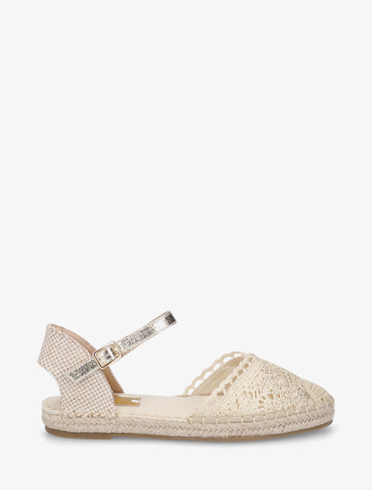 Sandales style espadrilles en crochet nacré - Or - 1