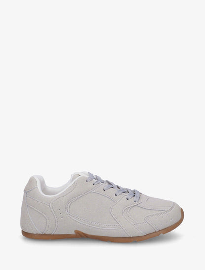 Sneakers plates unies effet nubuck - Gris - 1