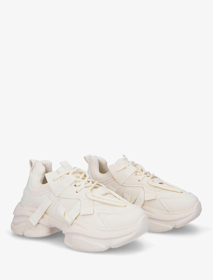 Baskets color block en simili - Beige - 4