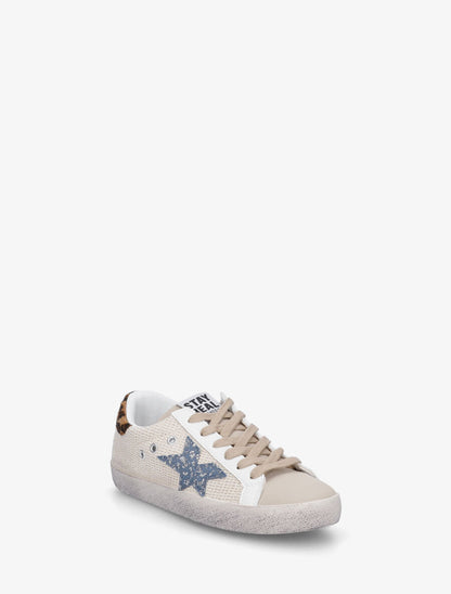 Sneakers en simili à contrefort contrastant et étoile - Bleu - 2